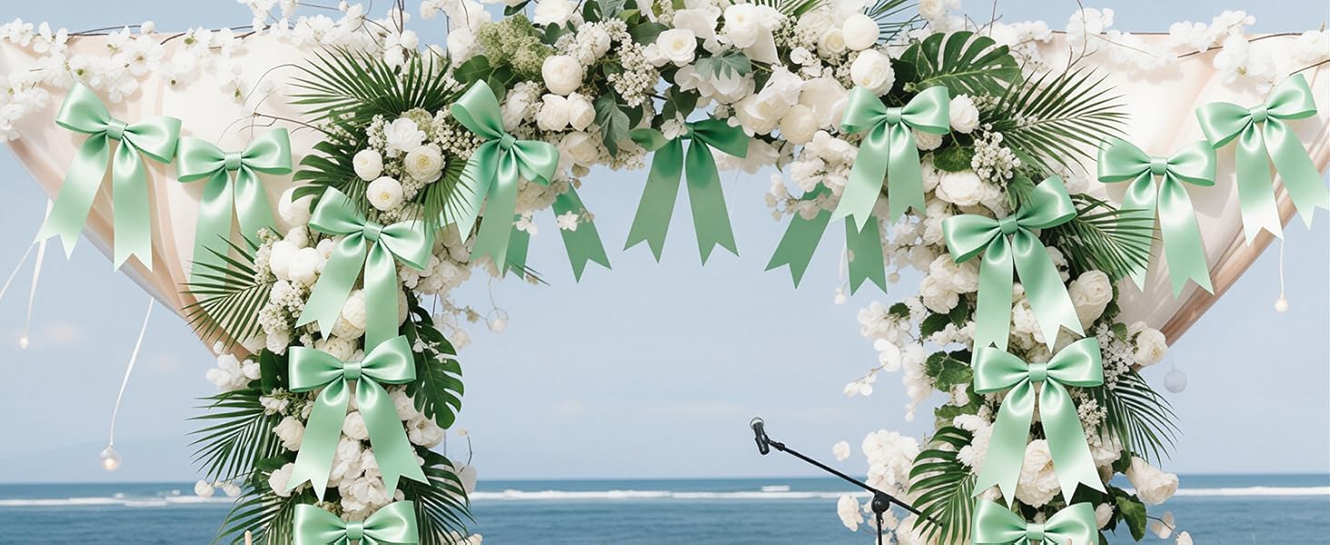 sage green bow banner