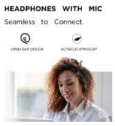 Open Ear Headphones with Mic, 32g Bluetooth Headset with Microphone, Dual Connect Bluetooth 6.0 w...