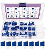 Taiss 60PCS Variable Resistor Assortment Kit 3296W Multiturn Trimmer Potentiometer 12 Values 100 ...