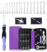 Yarniss 17 Sizes Lighted Crochet Hooks Set 2.5mm~14.0mm, Rechargeable Crochet Hook with Interchan...
