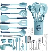 Kikcoin 43Pcs Large Kitchen Utensils Set - Silicone Cooking Utensils Set, Dishwasher Safe Spatula...