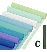Crepe Paper Streamers 8 Rolls, 10 x 98Inch 8 Blue Colors Crepe Paper Sheets for DIY Gift Colourfu...