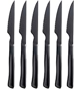 Seeshine Black Steak Knife Set, 6 Piece Stainless Steel Kitchen Knife Set & Kitchen Utility Knive...