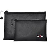 Fireproof Safe Money Document Bags - 2 Pack 13.4" x 9.8" and 10.6" x 6.7" Waterproof Zipper Bag, ...