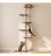 AGYM Wall Mounted Cat Tree, 80" Tall Cat Climbing Tower with Sisal Scratching Post & 5 Perches, S...
