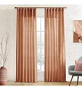 XTMYI Terracotta Rust Colored Sheer Curtain Panels for Bedroom,Cozy Rustic Western Home Decor,Bac...