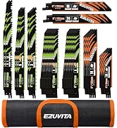 EZUVITA 36-Piece Reciprocating Saw Blade Set with Organizer Pouch - Metal & Wood Cutting, Pruning...