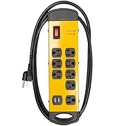 Thonapa Heavy Duty Surge Protector Power Strip with 2 USB Charging Ports, 8 Outlet 14/3 SJT Metal...