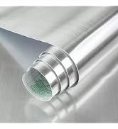 BAYYA Extra Wide Stainless Steel Contact Paper for Appliances 48"x157" Stainless Steel Vinyl Wrap...