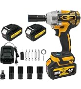 Rhovixster Cordless Impact Wrench 1/2 - 580N.M Max Cordless Impact Wrench Set with 2 Speed Adjust...
