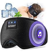 TOPOINT Sleep Mask with Bluetooth Headphones, Breathable Silk Eye Mask for Sleeping Men Women, Bl...