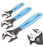 SHALL 3-Piece Adjustable Wrench Set, 10/8/6 Inch Cr-V Steel Wrench with Cushion Grip, Wide Jaw Bl...