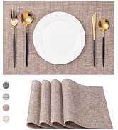 CADONO Placemats Set of 4 Washable Indoor/Outdoor Vinyl Place Mats for Dining Table Durable Non-S...