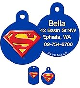 GoTags Personalized Superman Pet ID Tags, Custom Engraved Dog Tags and Cat Tags with up to 4 Line...