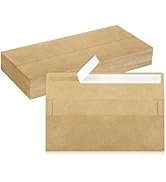 50 Pack #10 Business Envelopes, Brown Kraft Standard Envelopes Self Seal, Letter Size Mailing Env...
