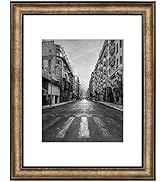 Golden State Art, 11x14 Photo Frame with Mat for Pictures 8x10 and Real Glass (Dark Gold Brown & ...