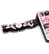 COOMICKEY Custom Keyboard Straps, Black & Pink Lace Snap Straps for Multiple Mechanical Keyboards...