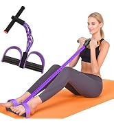 Pedal Resistance Band with Handle, 6-Tube Elastic Foot Pedal Resistance Band, Natural Rubber Ankl...