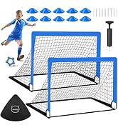 MIAOKE 2 Soccer Goal of 4X3 FT for Backyard, Portable Football Goal Training Equipment with Socce...