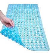 TEESHLY Bath Mat for Tub & Shower, Non Slip Soft Bathmat with Suction Cups & Drain Holes, Machine...