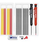 Bestpty 2PCS Carpenter Pencil with Sharpener,Mechanical Pencils with 26 Refills An eraser,Heavy D...