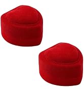 Zhuluck 2Pcs Red Velvet Heart Shaped Ring Box - Anniversary Wedding Ring Earrings Gift Box - Vale...