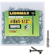 LIONMAX Deck Screws 1-1/2 Inch, Wood Screws #8 x 1-1/2", 100 PCS, Rust Resistant, Exterior Epoxy ...