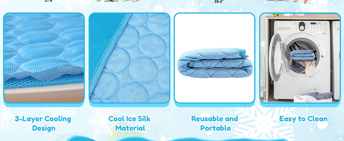 Dog Cooling Mat, Pet Cooling Pads for Dogs Cats Washable Summer Kennel Mat