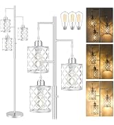 GHOOCEMLUX Dimmable Floor Lamp, Farmhouse Standing Lamp with Elegant Metal Cage, Industrial Tall ...