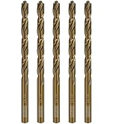 Sabre Tools 1/4 Inch Cobalt Drill Bits 5pcs Heavy-Duty Metal Drill Bit Set for Steel, Cast Iron (...