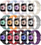 15 Pack Soft Silicone Bands Compatible with Apple Watch Band 40mm 41mm 38mm 45mm 44mm 42mm 46mm 4...