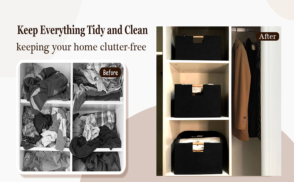 Fabric Storage Bins with Cotton Rope Handle and Label