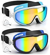 MOMUSE 2PC Kids Swim Goggles with Comfort Fabric Strap, Swimming Goggles with UV Protection & Ant...