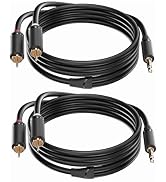 3.5mm Aux to RCA Cable 10FT 2Pack, 1/8 Aux Male to Dual RCA Male Stereo Y Splitter Cord, 24K Gold...