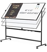 Dry Erase Whiteboard Easel on Wheels - TANKEE 48" x 32" Large Double Sided Mobile Whiteboard, Rev...
