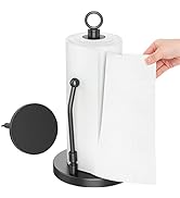 Paper Towel Holder Stainless Steel - One Hand Tear Paper Towel Dispenser Standing Weighted Base N...