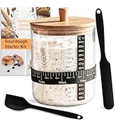Komashr Premium Sourdough Starter Jar Kit - 50oz Large Wide Mouth Glass Jar with Bamboo Lid,Cloth...