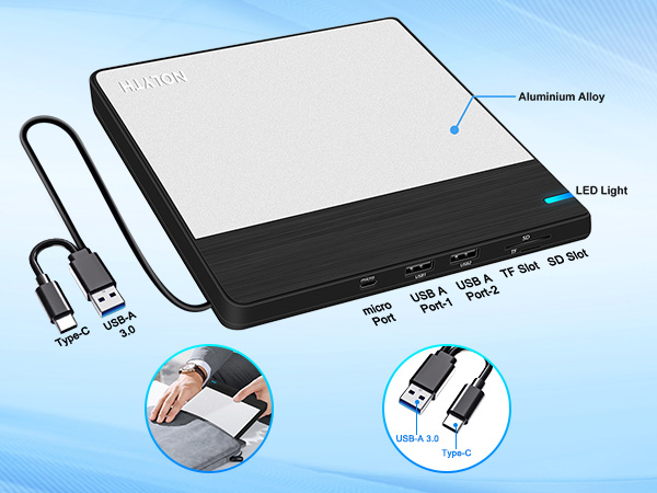 You can easily put this USB CD rom external drive into your travel bag, take it with you anywhere.