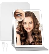 FUNTOUCH 2500mAh Large Rechargeable Travel Makeup Mirror with Light, Portable Makeup Mirror with ...