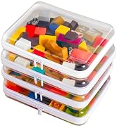 4PCS Large Clear Hard Shell Zipper Case, Makeup Organizer & Toy Storage Bag for Lego Bricks, Diap...