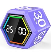 Rotating Pomodoro Timer Cube 3/5/10/25/30/50 min with Colorful Visual Bar | Desk Productivity Fli...