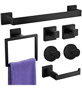7-Piece Black Bathroom Accessories Set - 304 Stainless Steel Towel Racks for Bathroom - Include W...