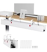 Univivi No Drill Under Desk Cable Management Tray, 48" Cord Organizer for Table, Clamp/Screw Moun...
