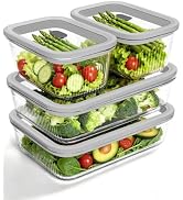 BOROHOUSE 4-Pack Glass Food Storage Containers with Tempered Glass Lids, 2x 4.6 Cup & 2x 9.3 Cup,...