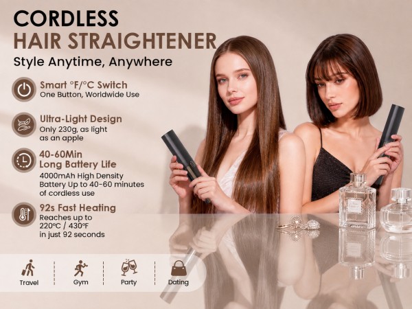 rechargeable curling iron cordless usb travel hair straightener flat iron hair straightener