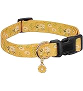 Cotton Handmade Dog Collar for Small Medium Large Dogs,Yellow Daisy with Pendant Cute Dog Collars...