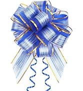 JOYIT 10 Pack Large Pull Bows 6 Inch - Big Blue Bows for Gift Wrapping, Ribbon Pull Bows for Moth...