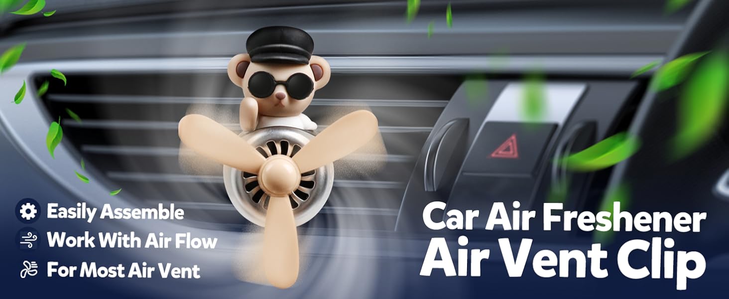 Car Air Fresheners Vent Clip Cute Bear Pilot New Car Scent Automotive AC Decoration