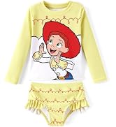 Disney Mickey and Friends Girl Two Piece Long Sleeve Swimsuit Rashguard Bathing Suit