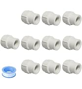 HayEastdor 10PCS 1/2 to 3/4 Inch Female to Female Threaded PVC Reducing Pipe Fittings 1/2" to 3/4...